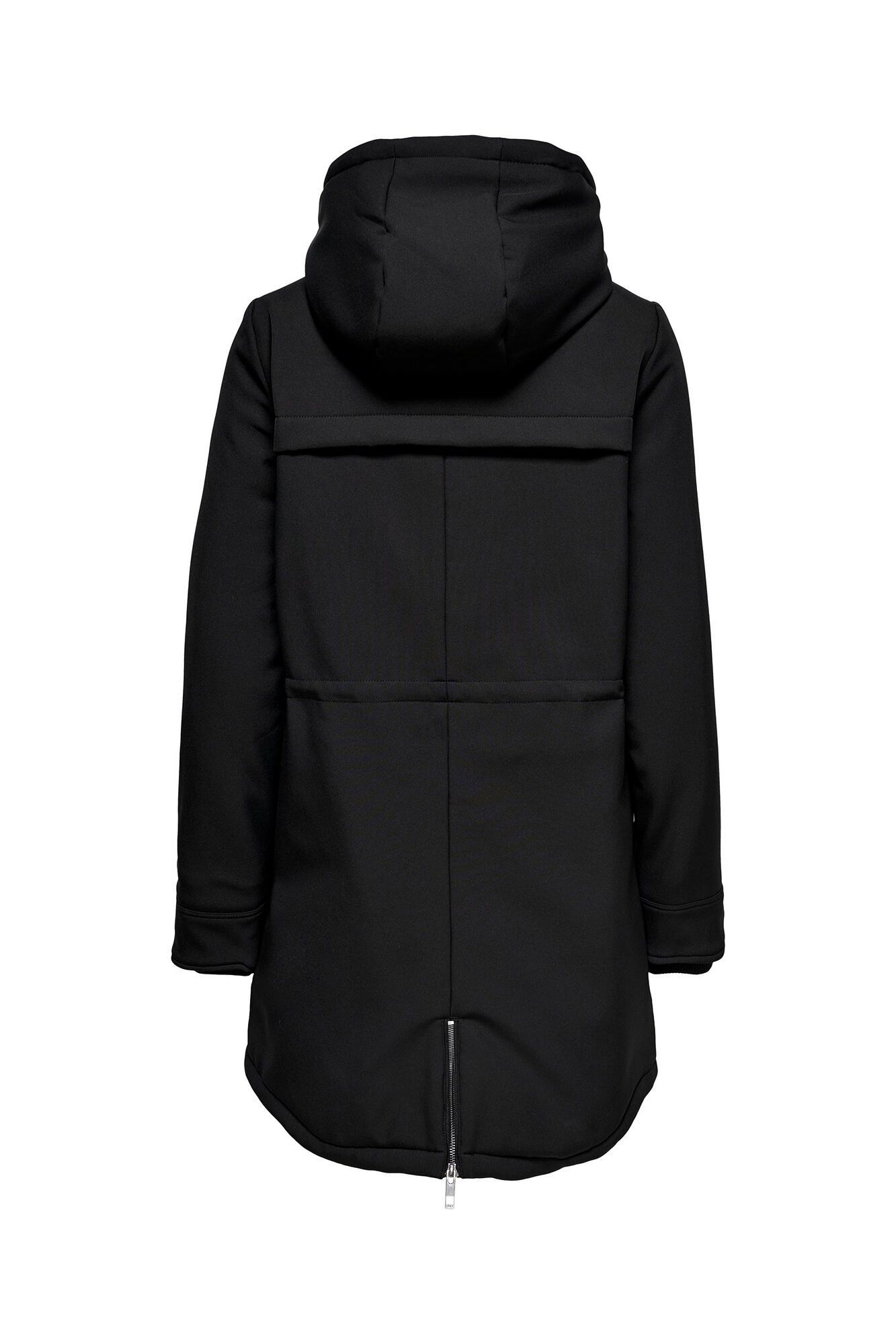 Parka de comprimento 3/4 com capuz e bolsos.