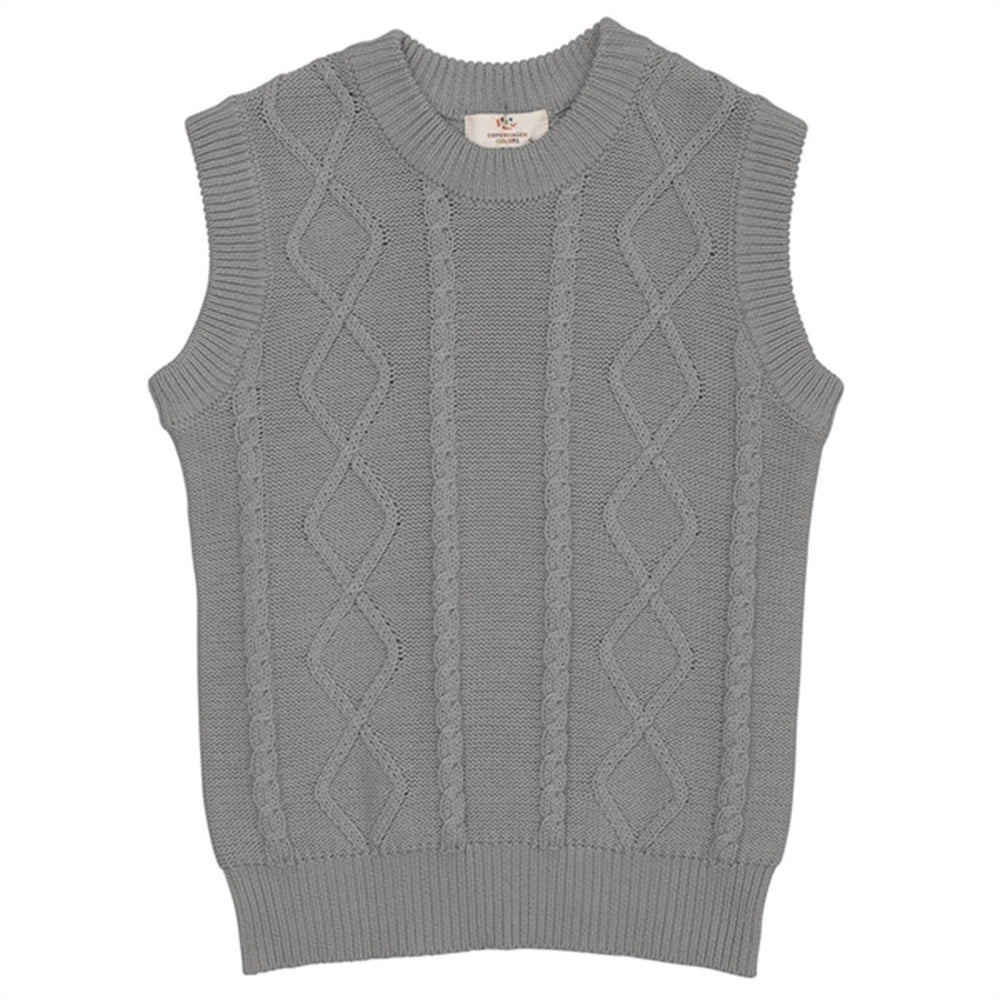 Grey Strikket Cable Vest
