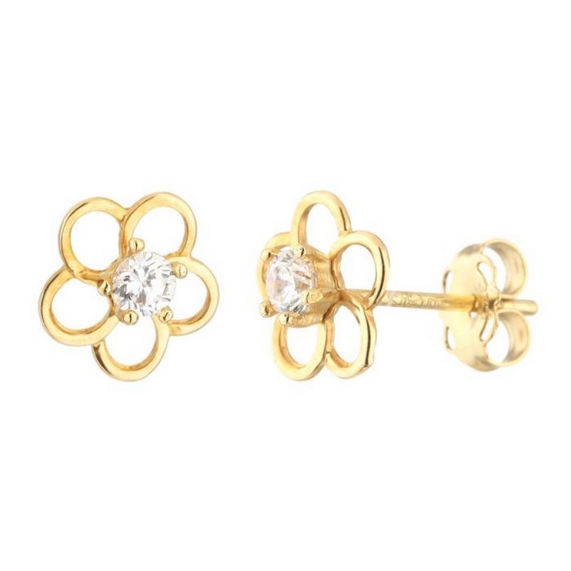 Boucles d'oreilles or jaune et oxydes de zirconium 