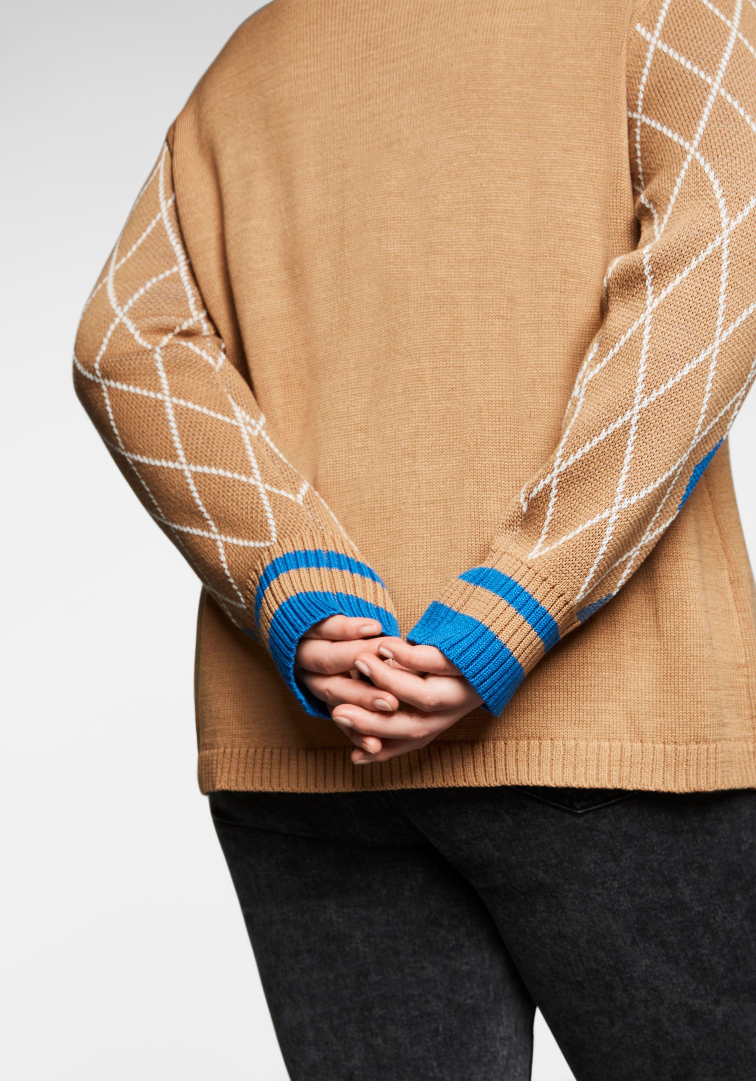 Pullover mit Rollkragen und Rautenmuster