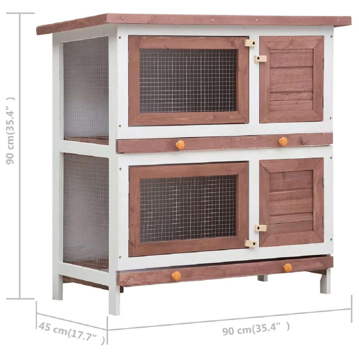 vidaXL Clapier d'extérieur 4 portes Marron Bois