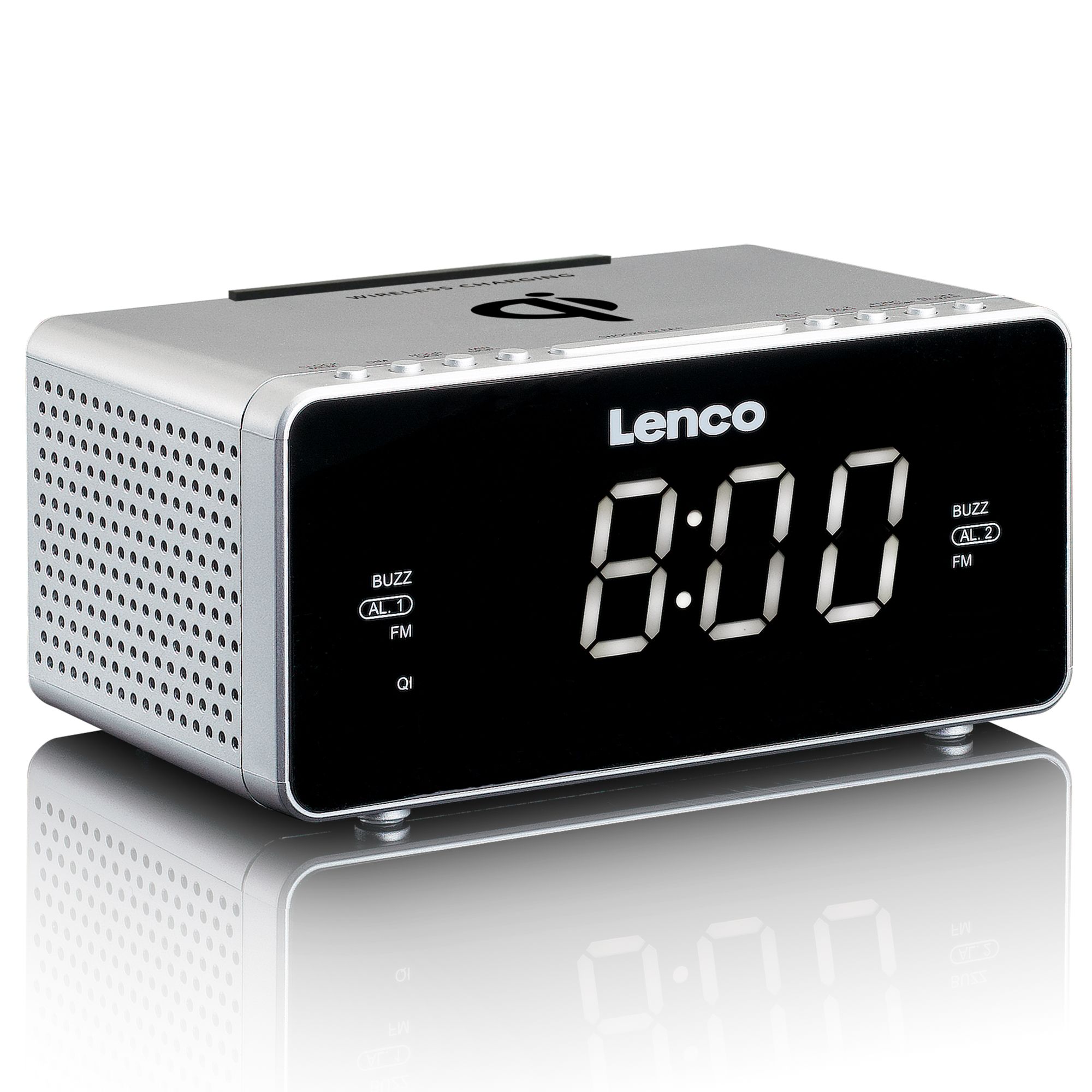 Lenco CR-550 Stereo FM wekkerradio - Silver