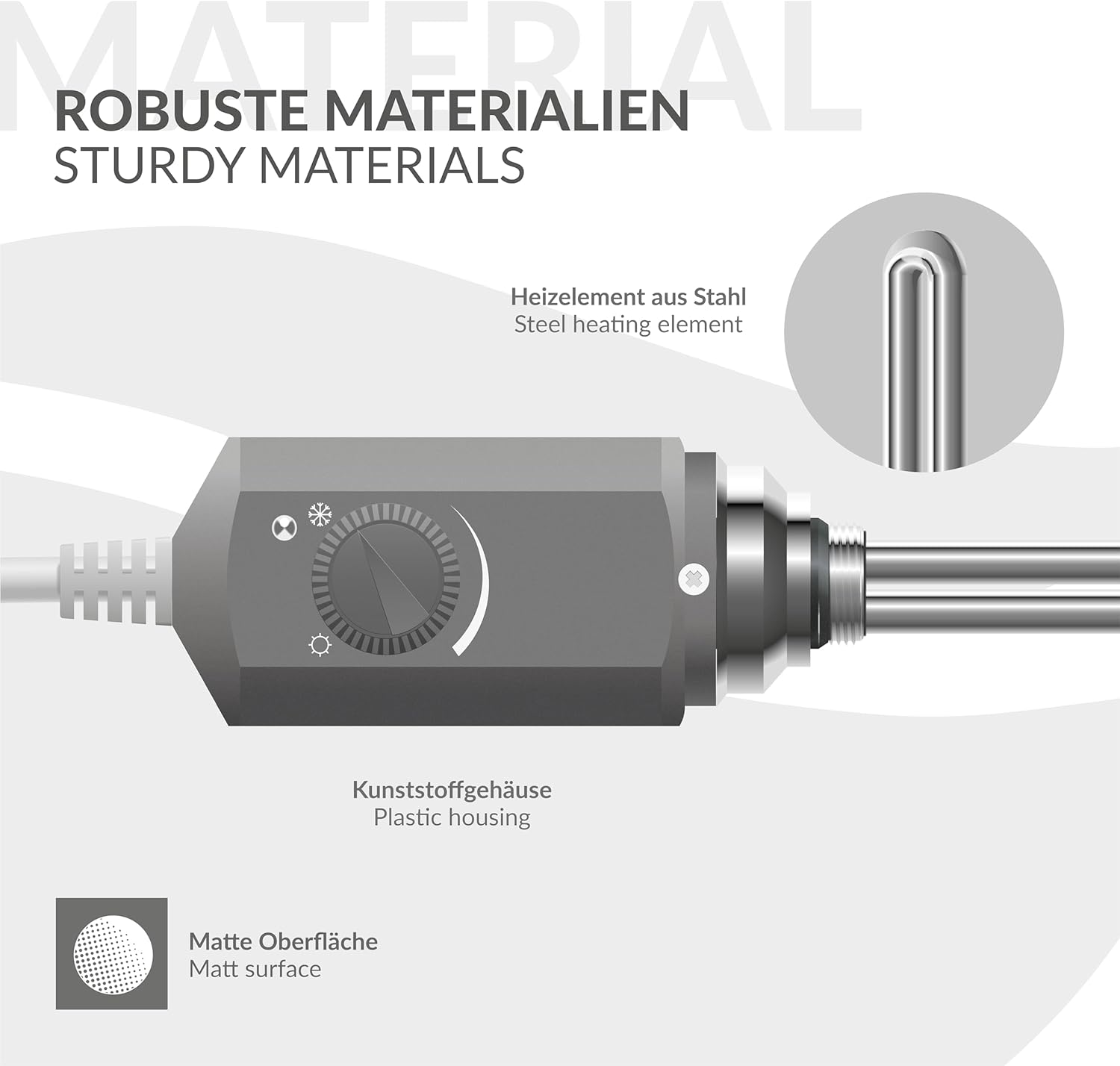 ECD Germany Badheizkörper Elektrisch 300 x 800 mm Anthrazit gerade mit Seitenanschluss inkl. Heizstab 600W ECO Chrom - Heizkörper Heizung Handtuchwärmer Handtuchtrockner Handtuchheizkörper