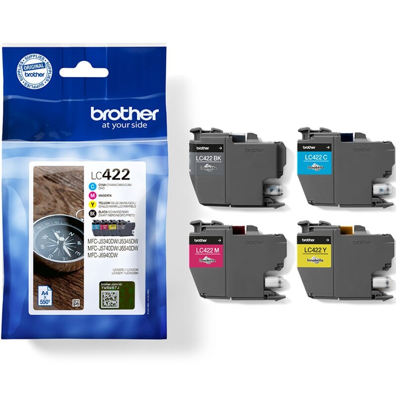 Brother LC-422VAL Tintenpatronen Multipack, cyan, gelb, magenta, schwarz