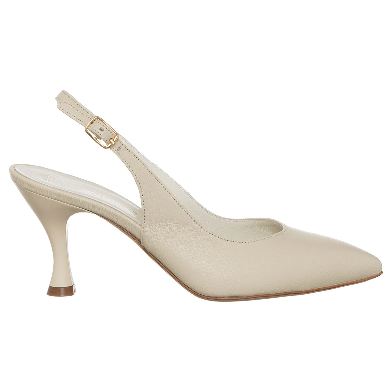 Loretta Pettinari Slingbacks en Cuir Amelia beiges - Talon 7 cm