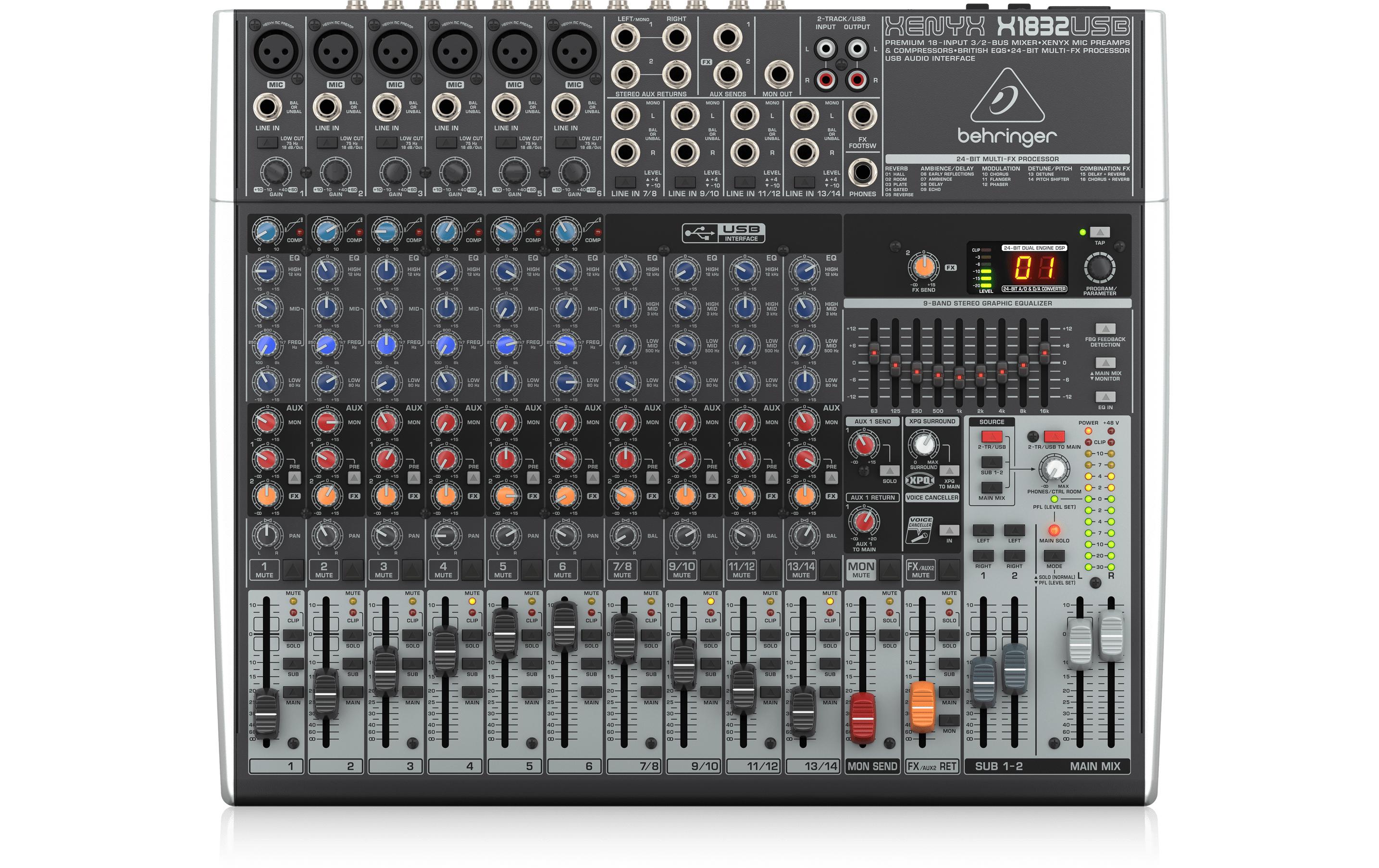 Mischpult XENYX X1832USB<br>18-Kanal Analogmischpult mit integriertem USB-Audiointerface