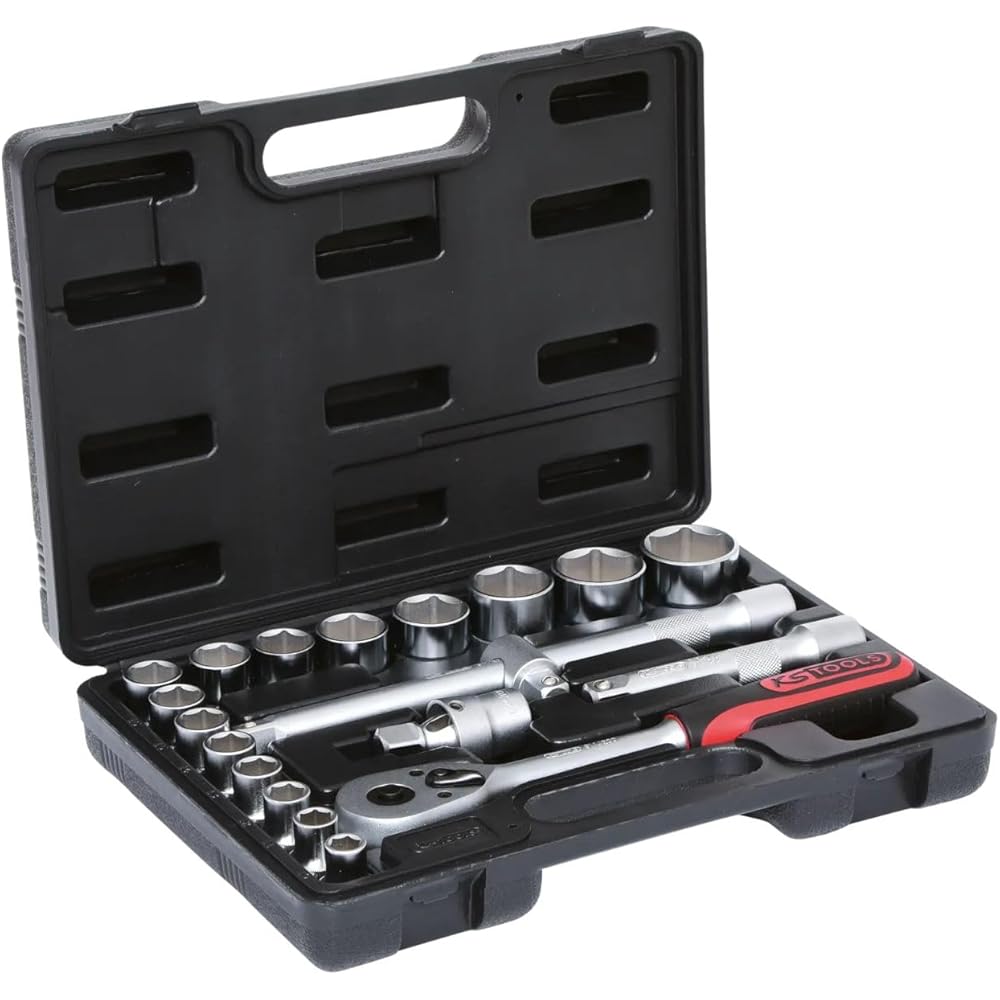 KS TOOLS 911.0620 COFFRET DE DOUILLES KS F6 1/2, 20 pcs 10 à 32 mm - coffret composite - : Bricolage