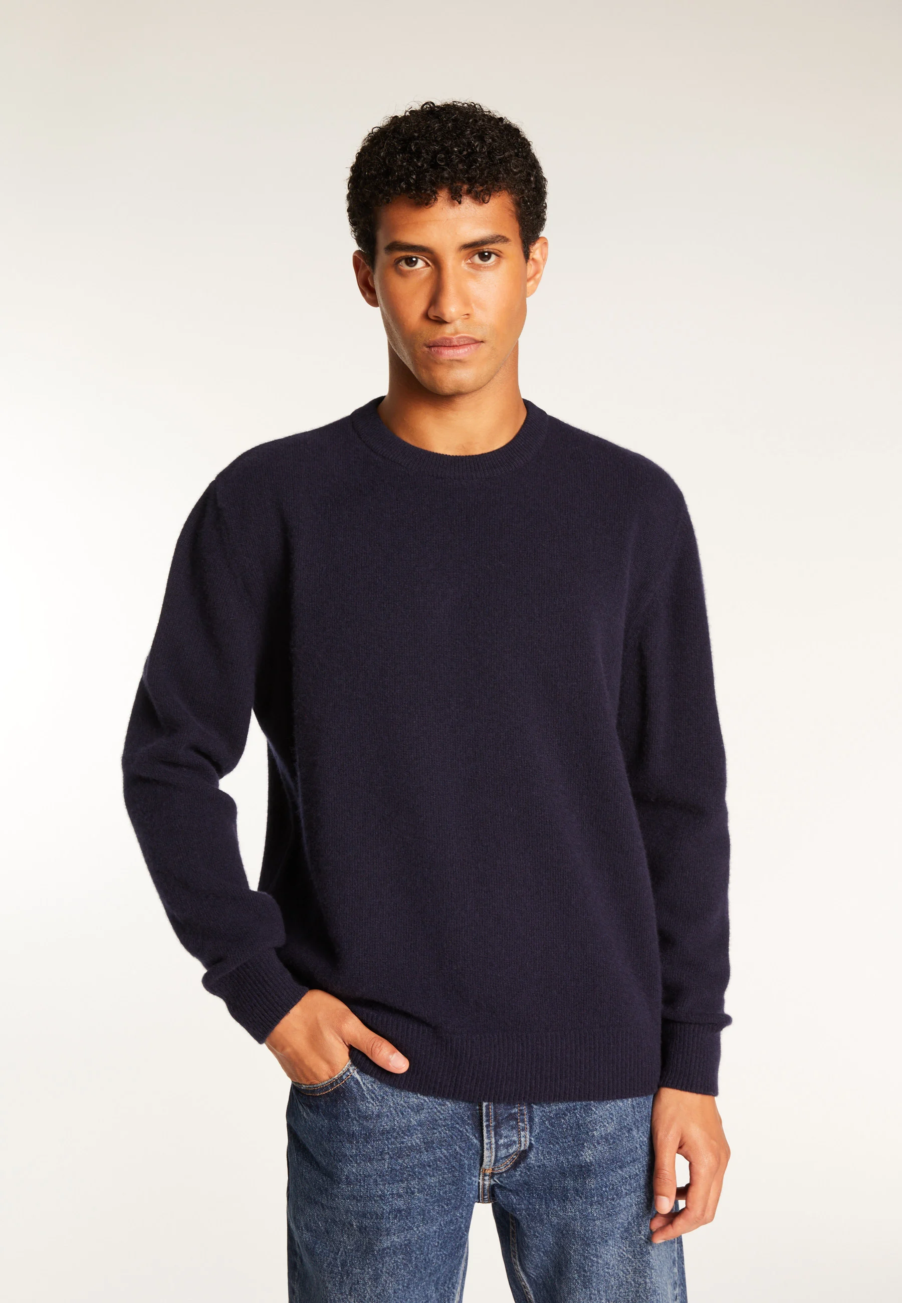 THOMAS - Pull col rond en laine mérinos | Bleu