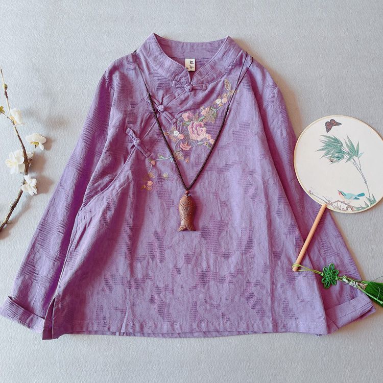 CosmoCorner - Traditioneel Chinees top met lange mouwen en borduurwerk