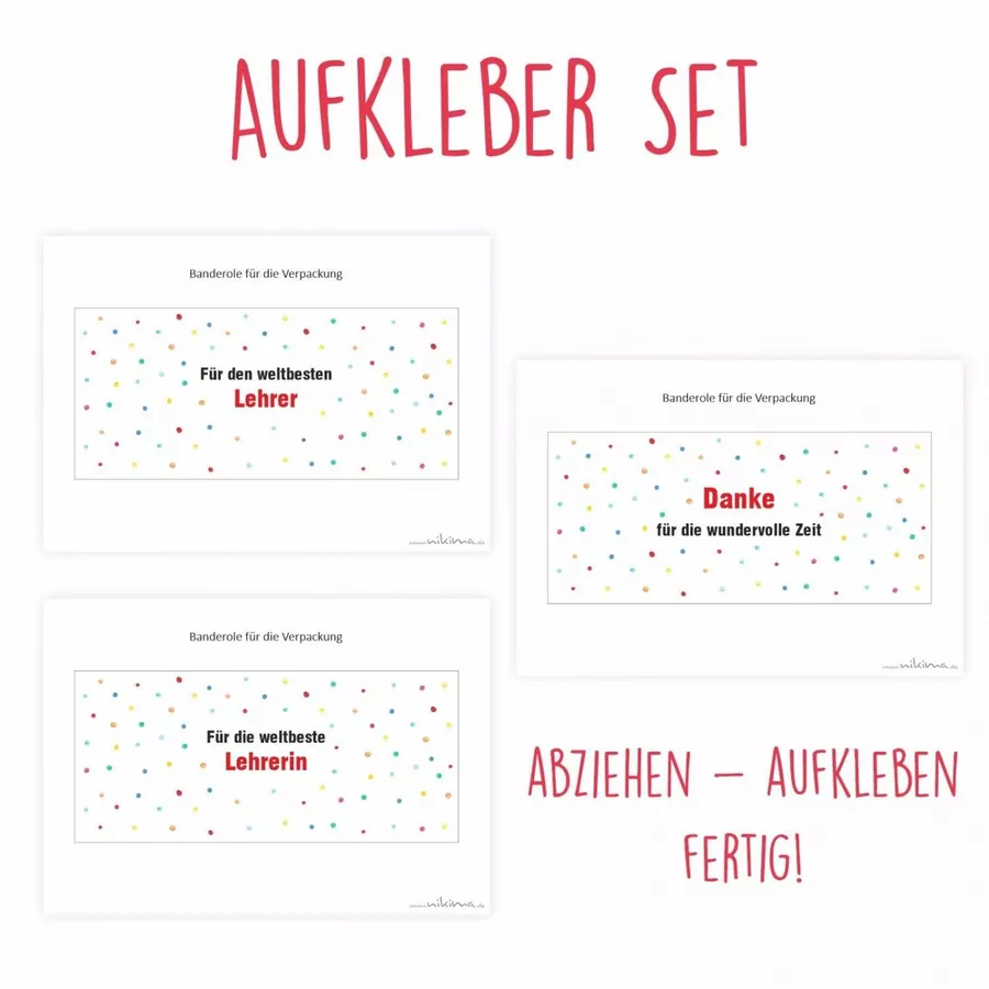 Nikima Papeterie AUFKLEBER SET - Duplo Danke Abschiedsgeschenk Lehrer Lehrerin bunt