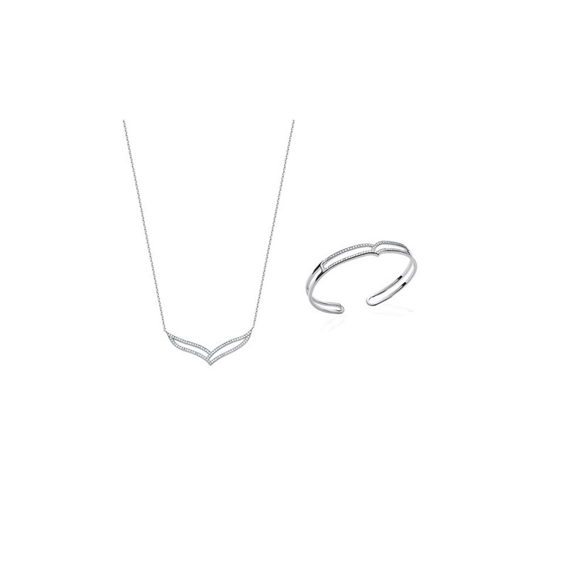 Collier Femme - Argent 925 - Oxyde de zirconium - Longueur : 45 cm