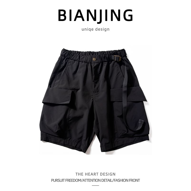 Zentrus - Effen cargoshorts met elastische taille