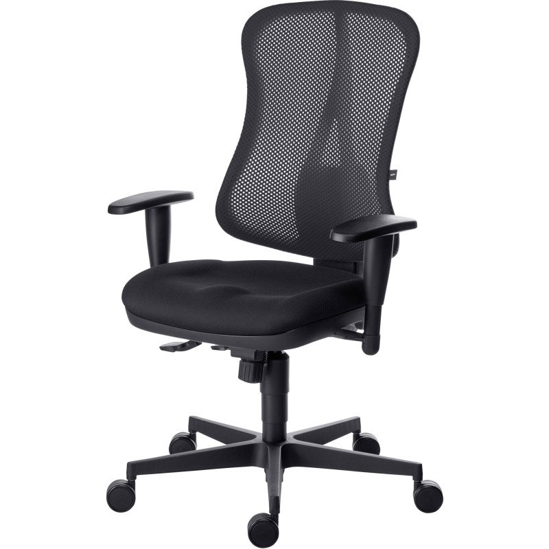 Chaise de bureau ANDRIO tissu et maille - avec ou sans accoudoirs et soutien lombaire - Mécanisme Synchrone - Pieds noir
