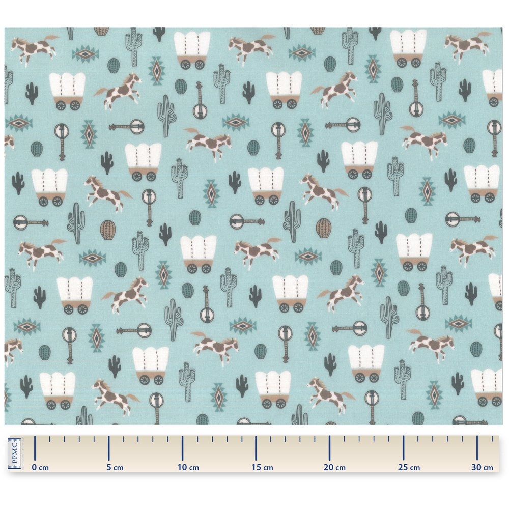 Tissu Enduit Au Mètre Bleu Western