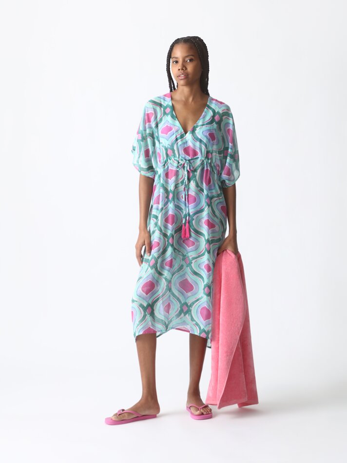 Caftan midi estampado - Azul claro