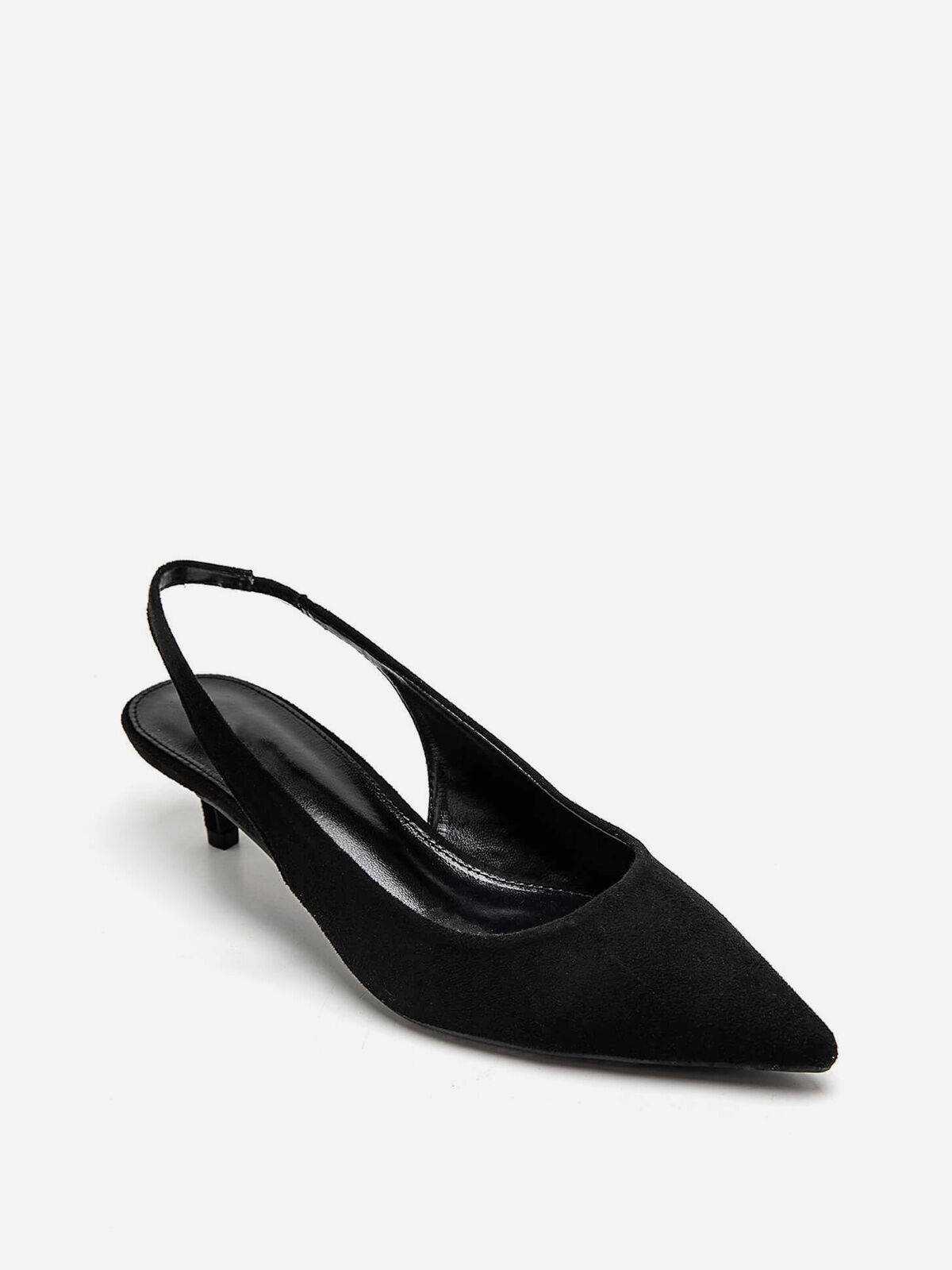 Escarpins slingback en simili texturé- Noir