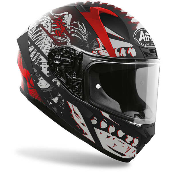 Airoh - Casque Valor Ribs Noir Mat / Blanc / Rouge