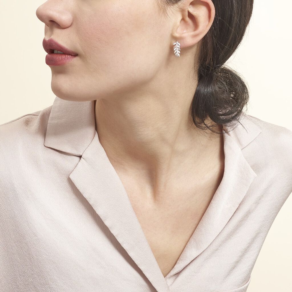 Boucles D'oreilles Puces Jade Argent Blanc Oxyde De Zirconium