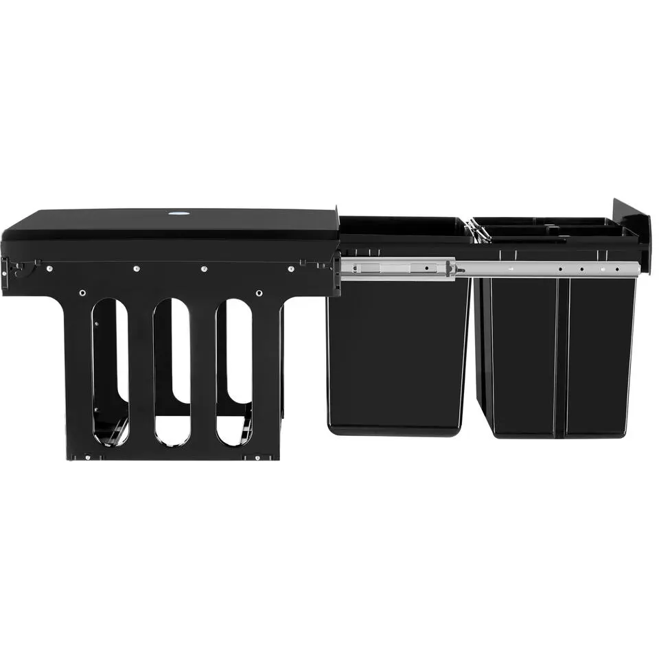 tectake Inbouw prullenbak Ashlyn, 3-voudige scheiding, 31L, telescooprails