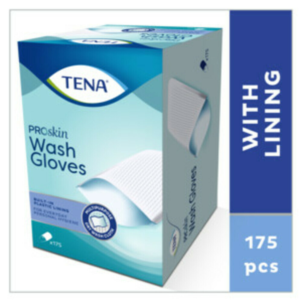 3x TENA Proskin Wash Gloves Plastic Binnenkant175 stuks