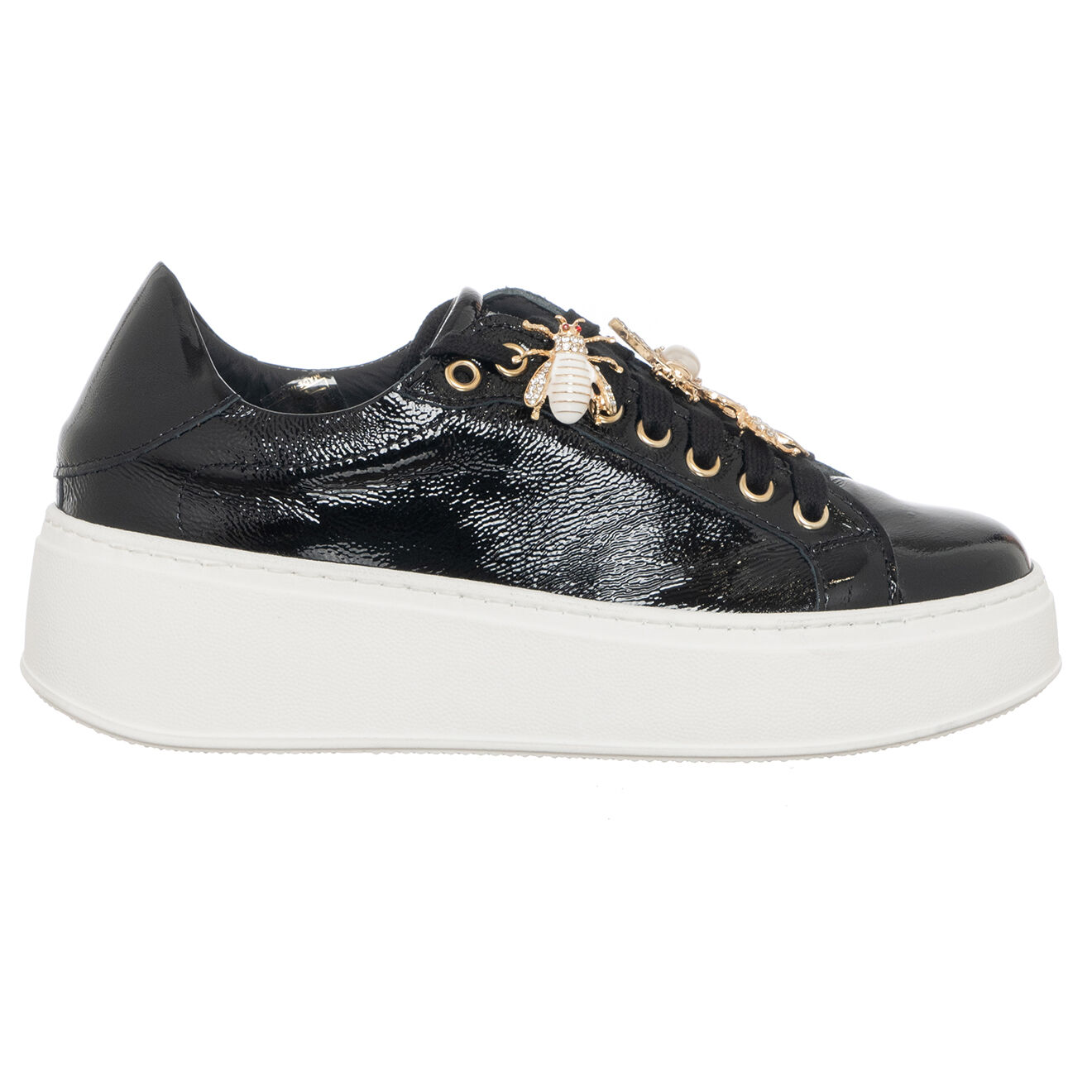 Loretta Pettinari Sneakers en Cuir Osta noir/blanc