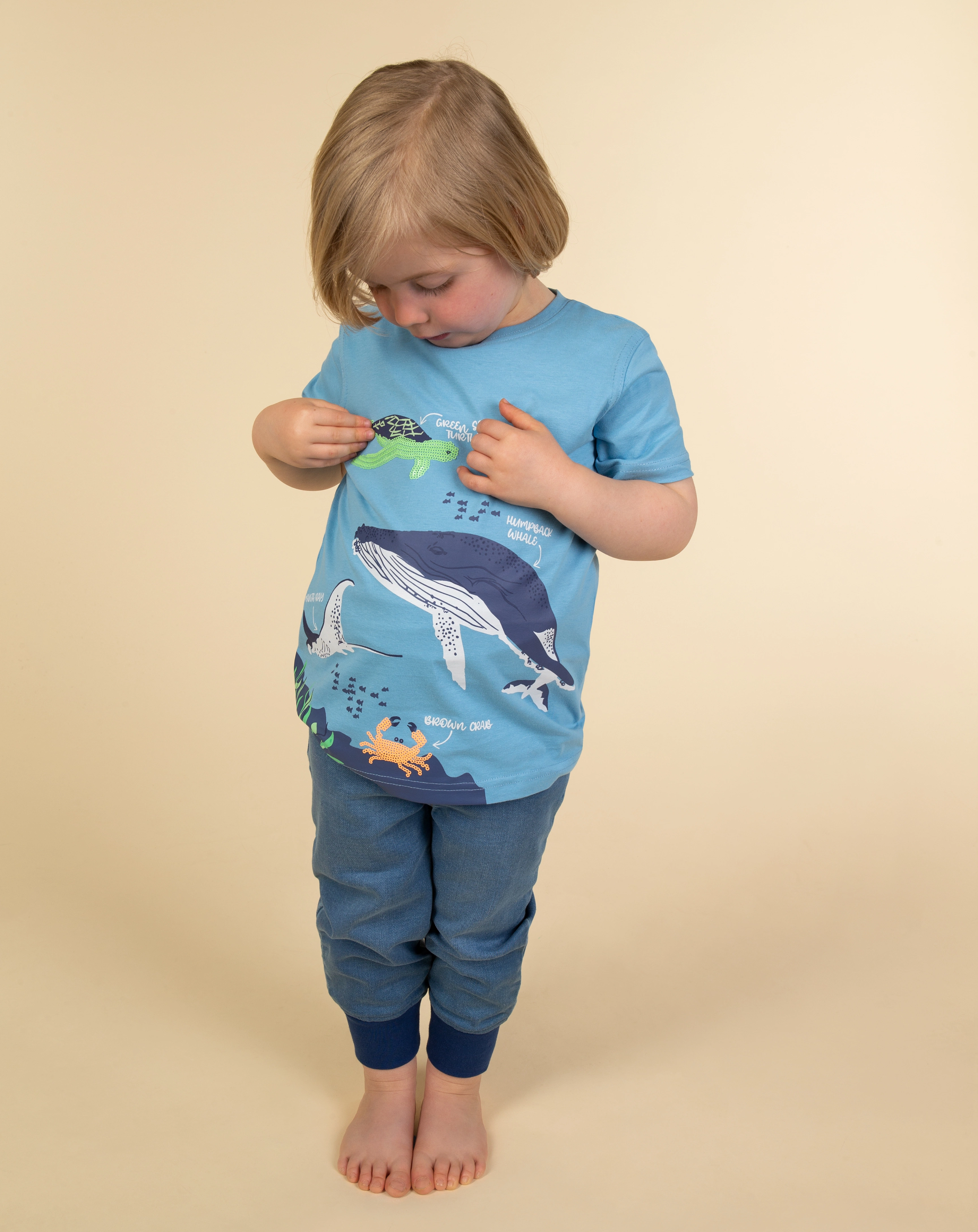 T-Shirt MEERESTIERE in hellblau