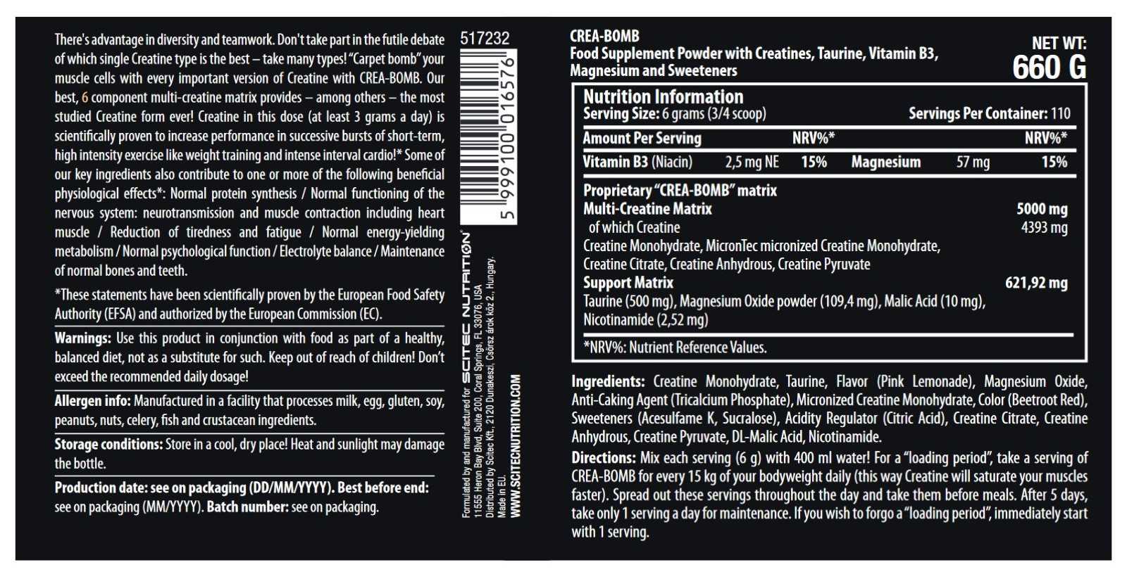 Scitec Nutrition Crea-bomb 660 g