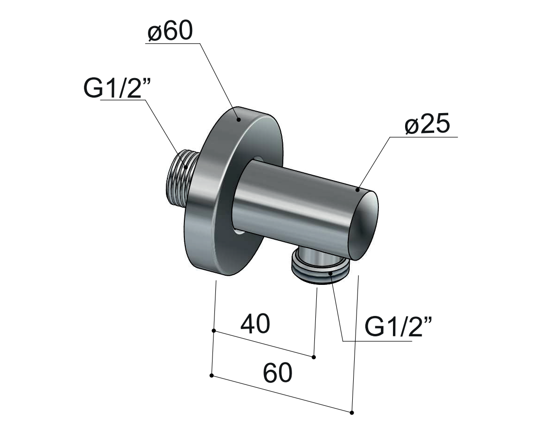 Hotbath Mate M500 wanduitlaat geborsteld nikkel