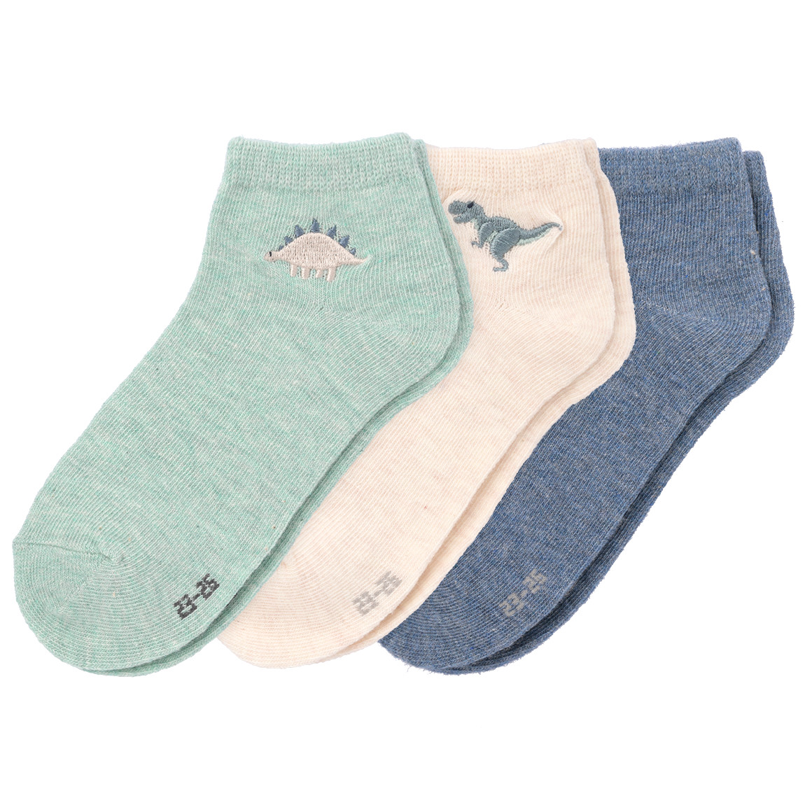Topolino 3 Paar Jungen Sneaker-Socken knöchelhoch cremeweiss / salbei / dunkelblau