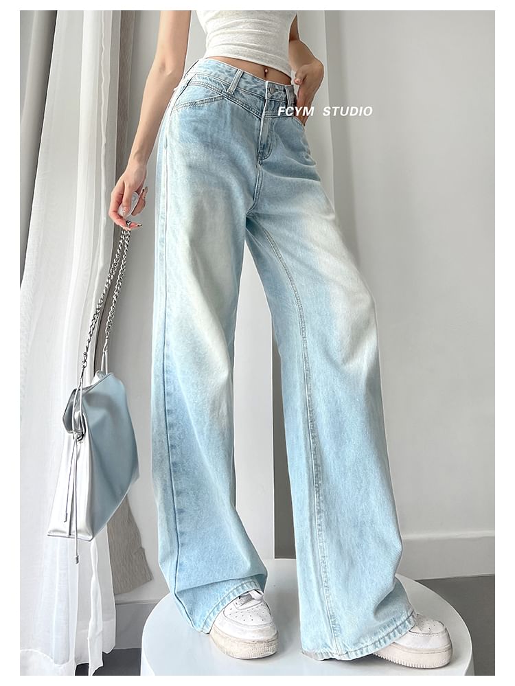 Girls Supply - Gewassen hoge taille rechte losse jeans