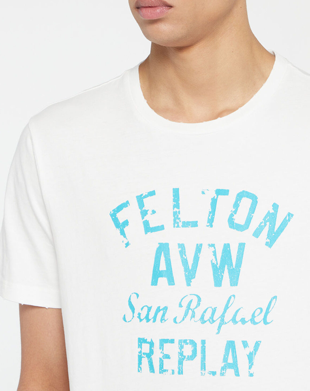 Replay T-Shirt manches courtes Logo Falton blanc