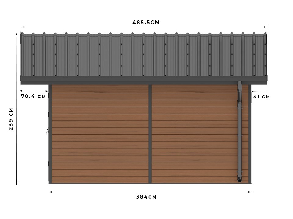 Abri de jardin bois composite braga - 16m2 brun - epaisseur des murs : 28 mm - aluminium - anti uv et intemperies