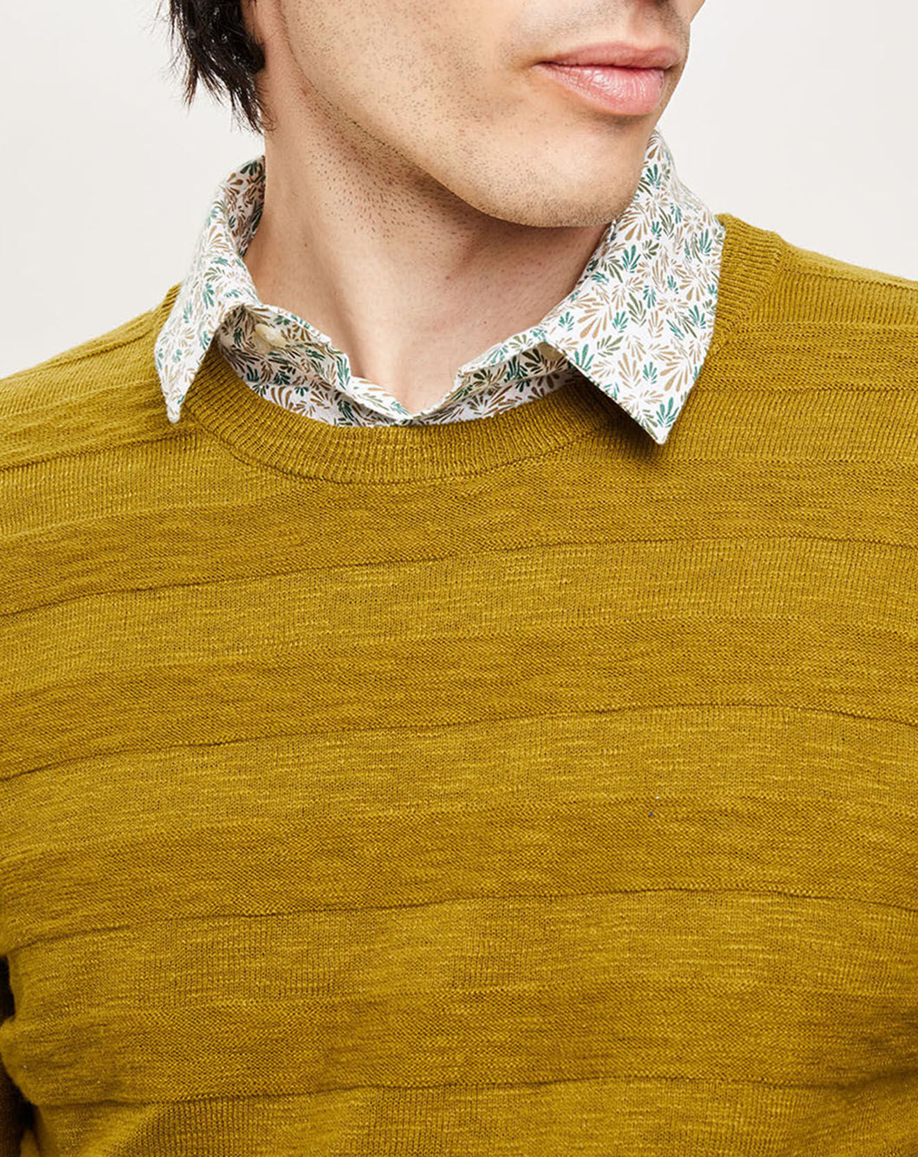Harris Wilson Pull Orio rayures texturées olive