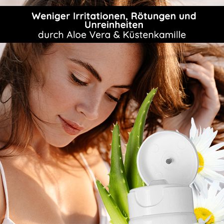 RAU Cosmetics Aloe Vera Gel mit Ectoin & Kamille - After-Sun Lotion für Gesicht und Körper