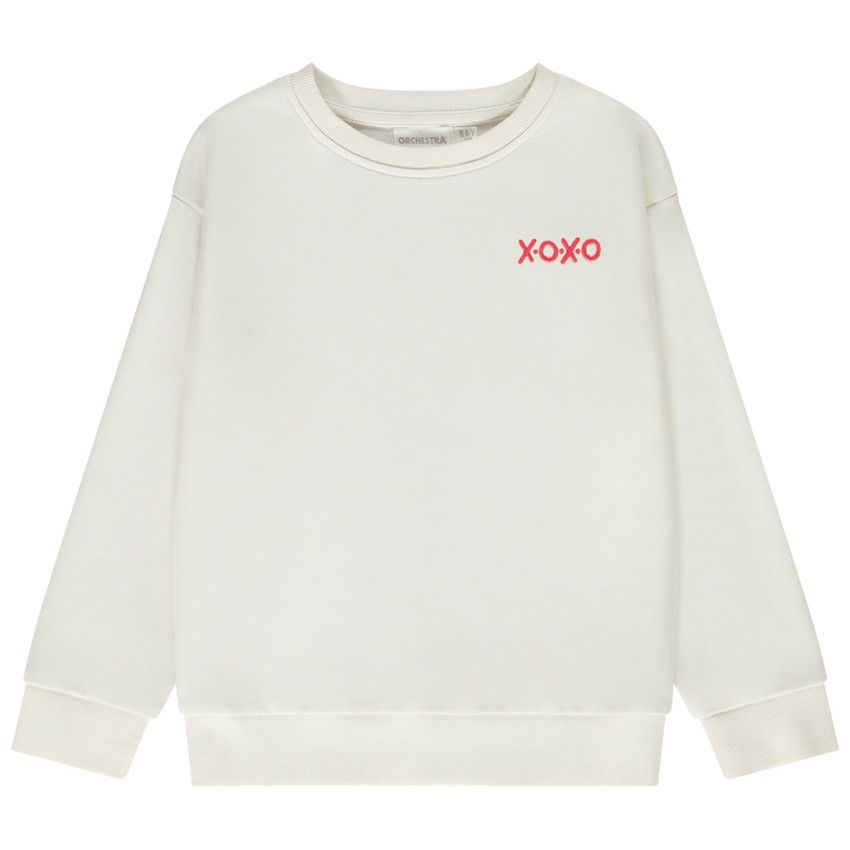 Sweat molleton oversize brodé et printé pour enfant - Ecru