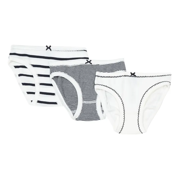 Petit Bateau Lot 3 Culottes Marinière Coton Bio | Bleu