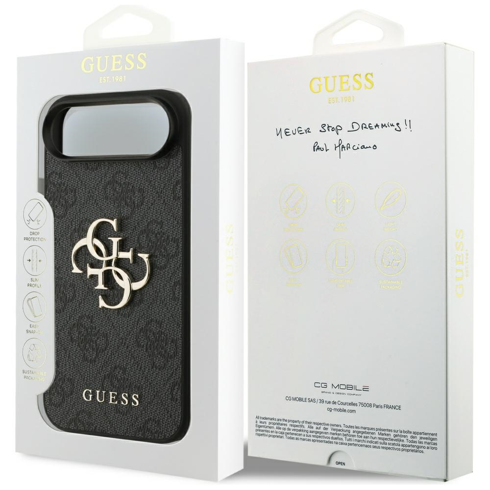 iPhone Air Leder Hardcase Hülle 4G Big Metal Logo (GUHCP17M4GMGGR) - Schwarz
