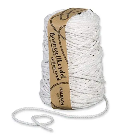 Halbach Baumwollkordel für Makramee, 5 mm, 80 m, 500 g, creme