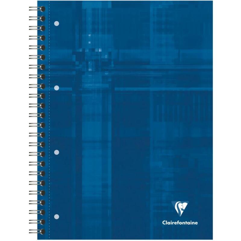 Bind'O Block cahier reliure intégrale A4+ 160 pages détachables perforé 4 trous petits carreaux + marge et cadre en-tête 4 couleurs de bandes Bleu - Bleu