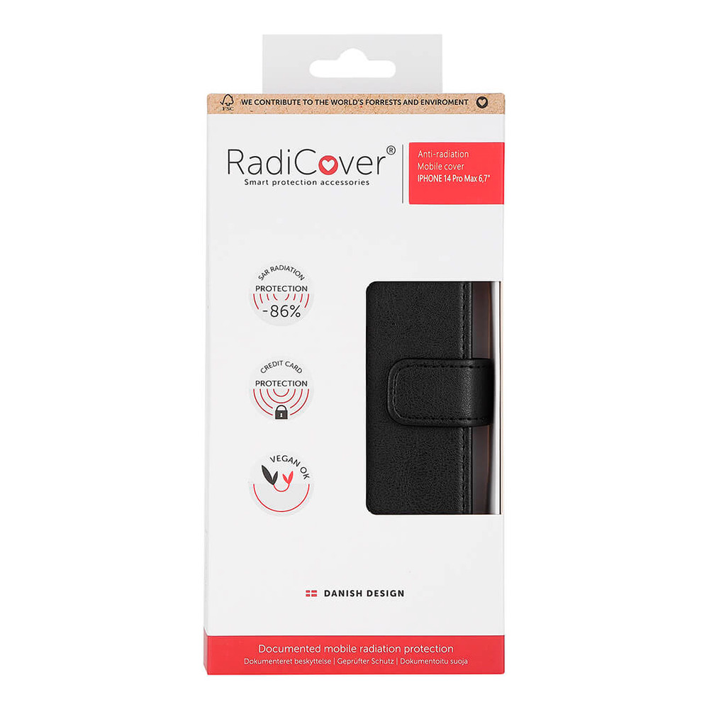 Radicover iPhone 14 Pro Max Strålingsbeskyttet Flipcover Sort - 1 stk.