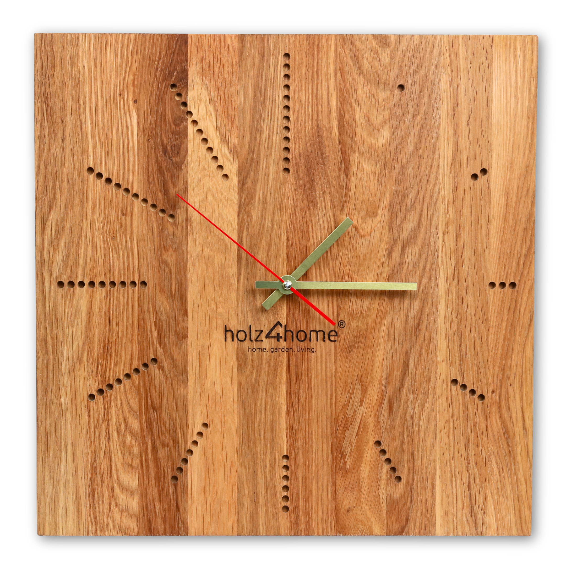 holz4home® Wanduhr „Dots“ aus massiver Eiche