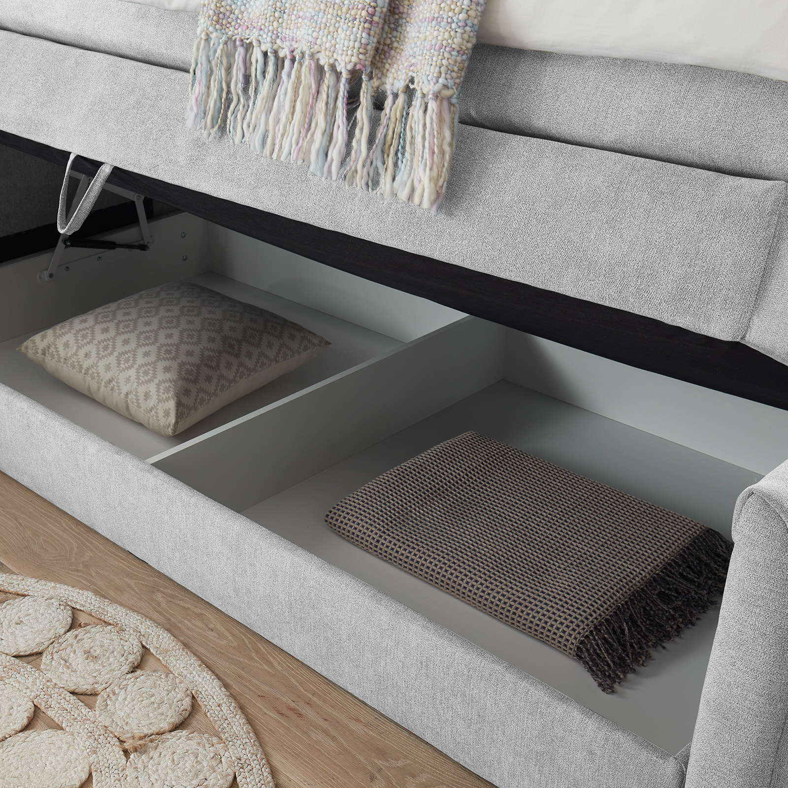 Boxspringbett - silber - H2 - 100x200 cm