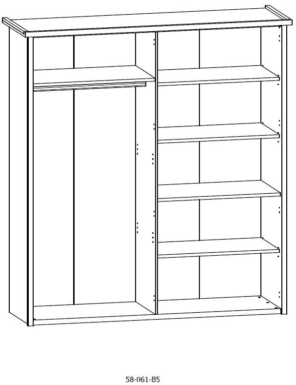 Kleiderschrank Luca Pinie-Optik Weiß/Absetzung Trüffel 195 x 212 x 62 cm