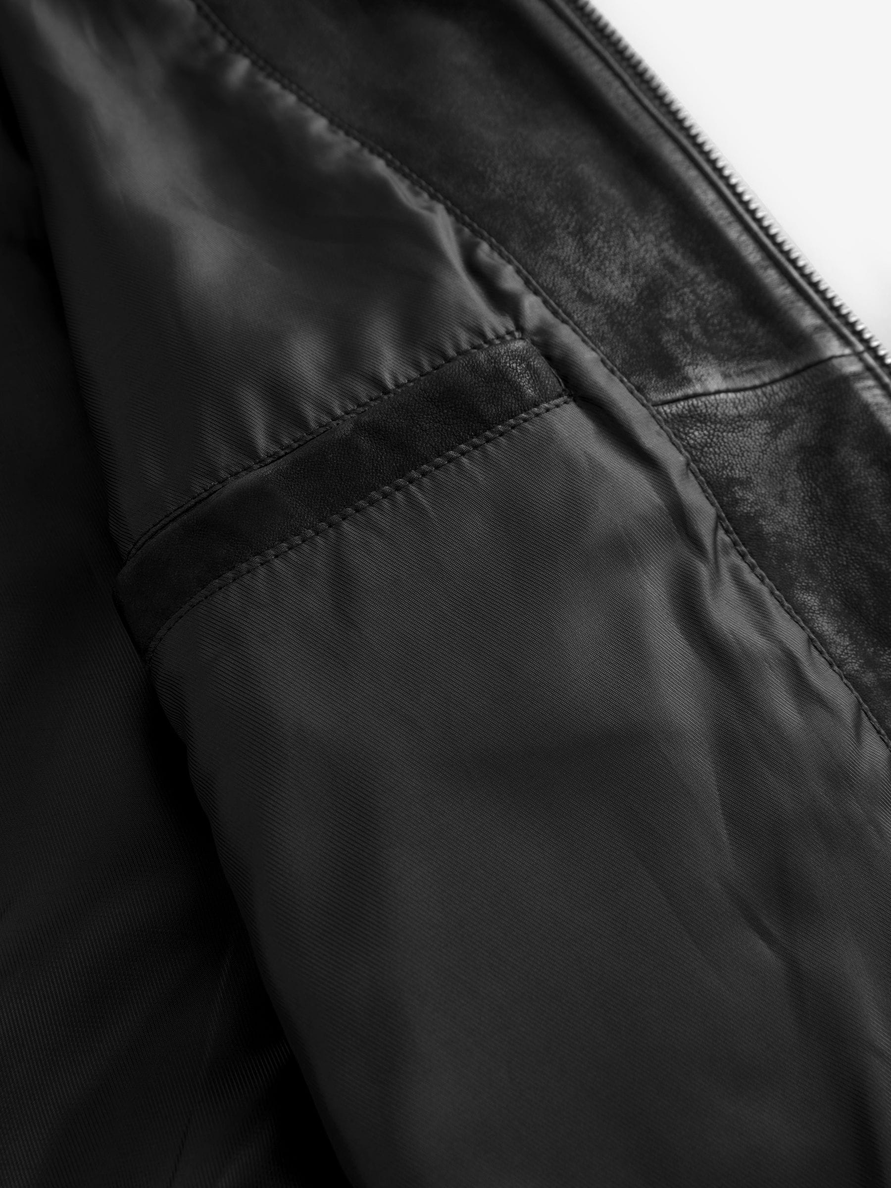 Zwart - Nubuck leren bomberjack
