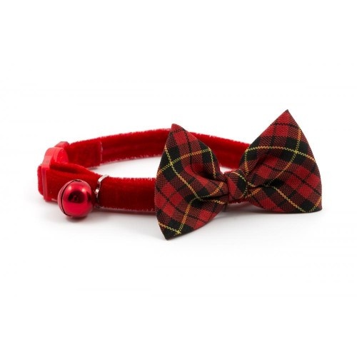 Coleira para gato estilo vintage com laço, vermelha