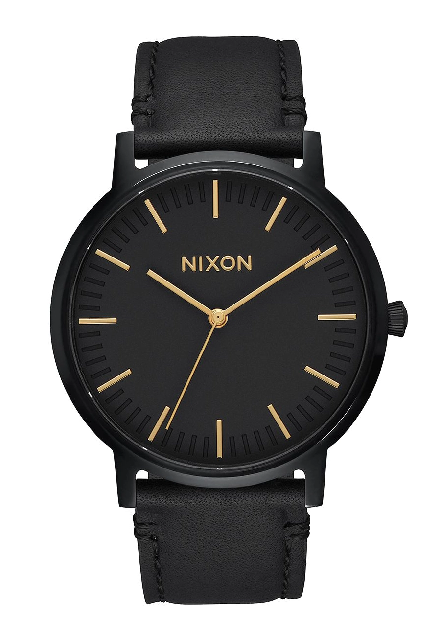 Nixon The Porter Leather All Black Gold A1058-1031