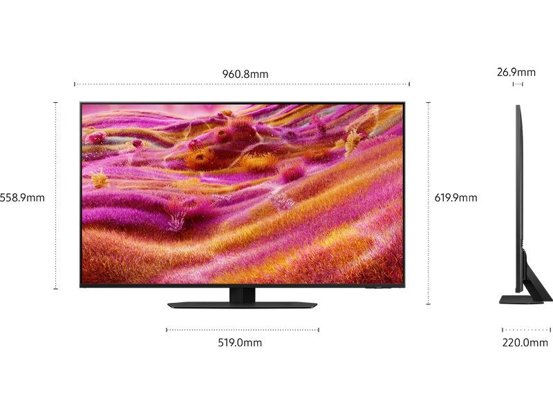 Samsung TV QE43QN90F 43'' QN90F Neo QLED 4K Mini LED AI TV, 120 Hz (Up to 165 Hz), 4K (3.840 x 2.160), NQ4 AI Gen3 Processor, 20W 2CH