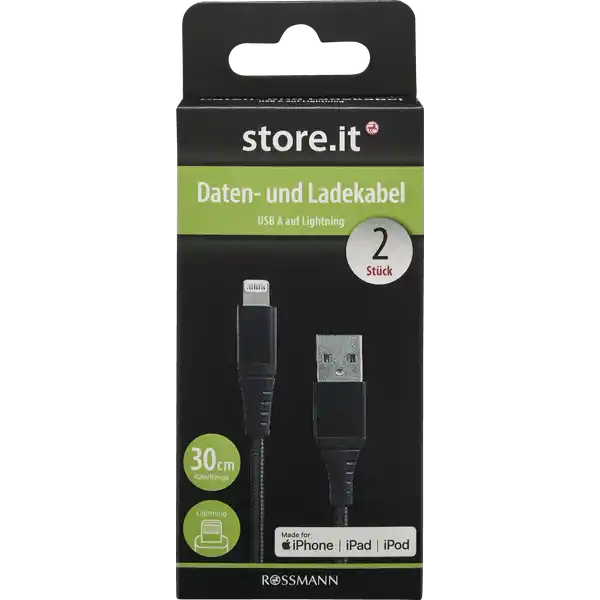 Daten- und Ladekabel USB A - Lightning 2 Stück