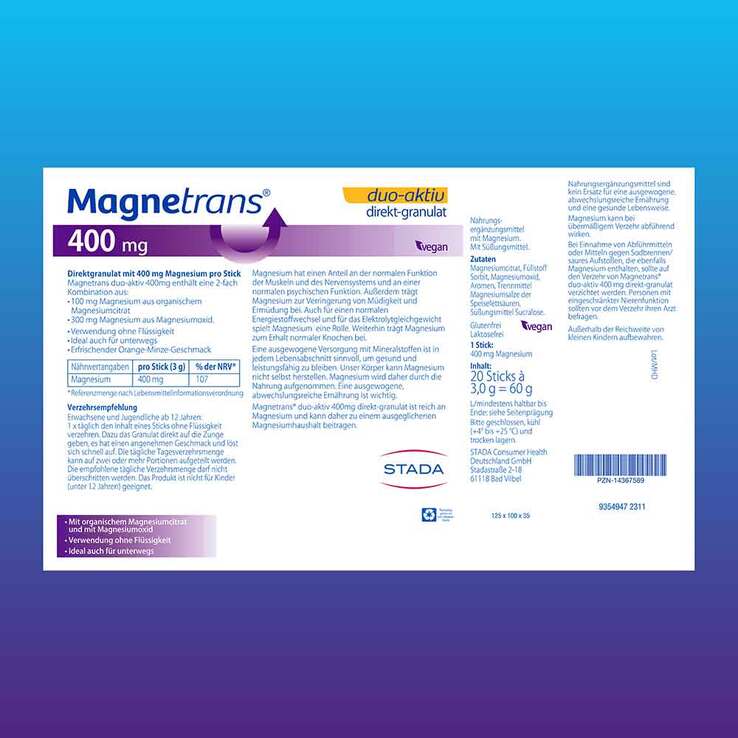 Magnetrans duo-aktiv 400 mg Sticks, 20 St
