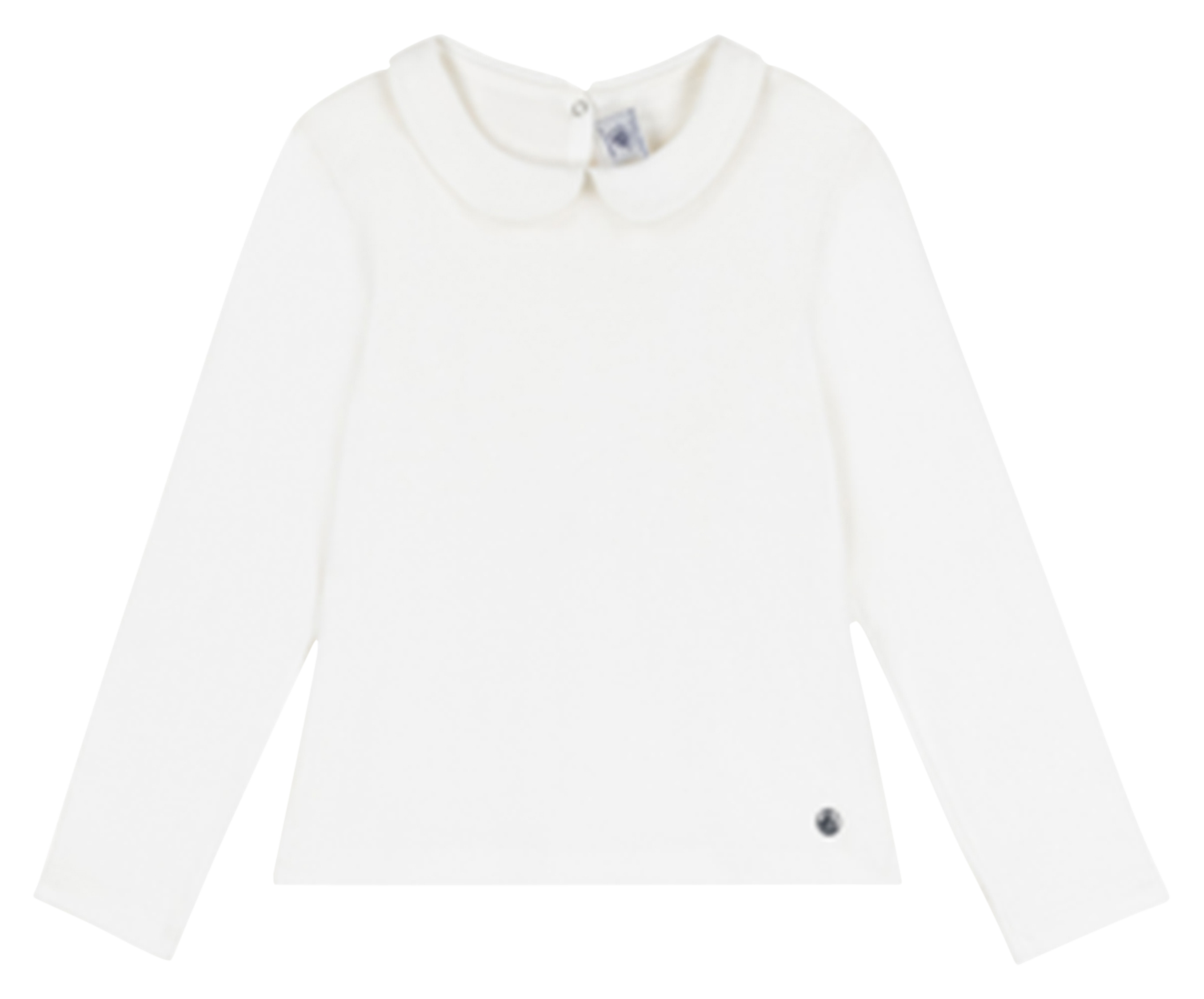Tee-shirt col claudine en coton bio | Blanc